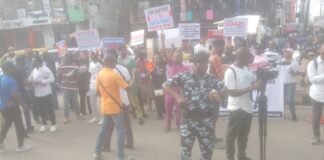 Protesters march in Ikeja despite heavy security presence