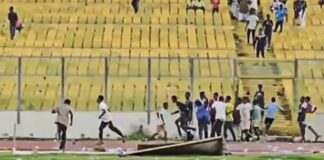 Angry fans invade pitch after Ghana lose to Angola in Kumasi